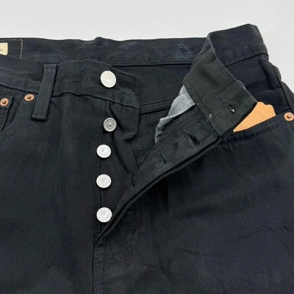 Levi's 501 Straight Leg Jeans Mens 31X32 Black Denim Button Fly Reclaimed NWT - Picture 3 of 16